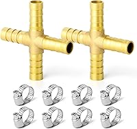 Vista 14 de GASHER 2 piezas de púas de manguera de latón en T, accesorio de manguera de 3 vías (púa de manguera de 1,27 cm x 1,27 cm x 1,27 cm) con 6