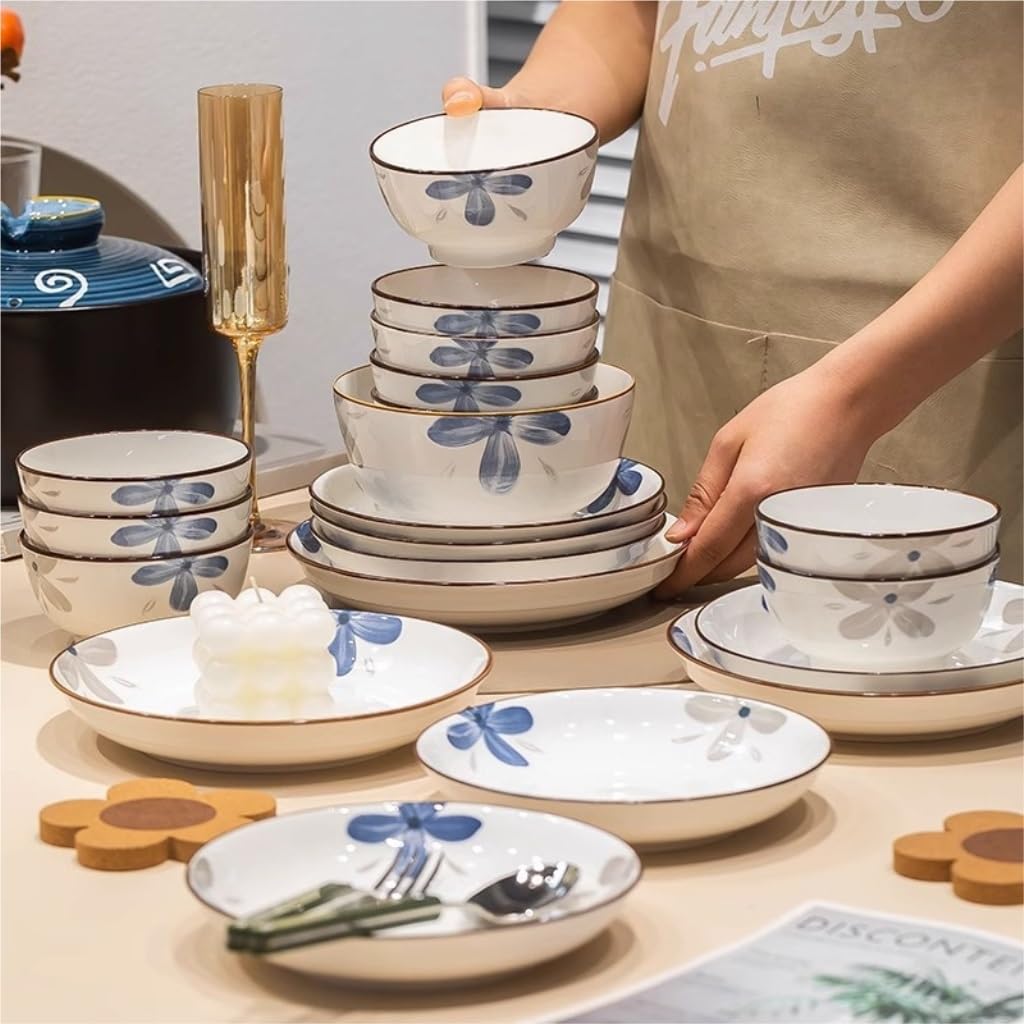 Taca na owoce Ceramiczny talerz domowy, niebieski talerz na owoce