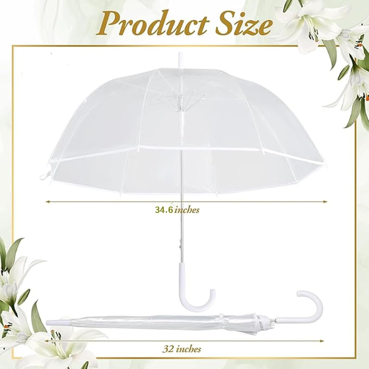Clear Bubble Dome Wedding Umbrella Large Canopy Transparent Coverage Clear Travel Stick Umbrellas for Rain Adult Women,Umbrella-Automatic Open Grip Handle Perfect for Weddings Concert
