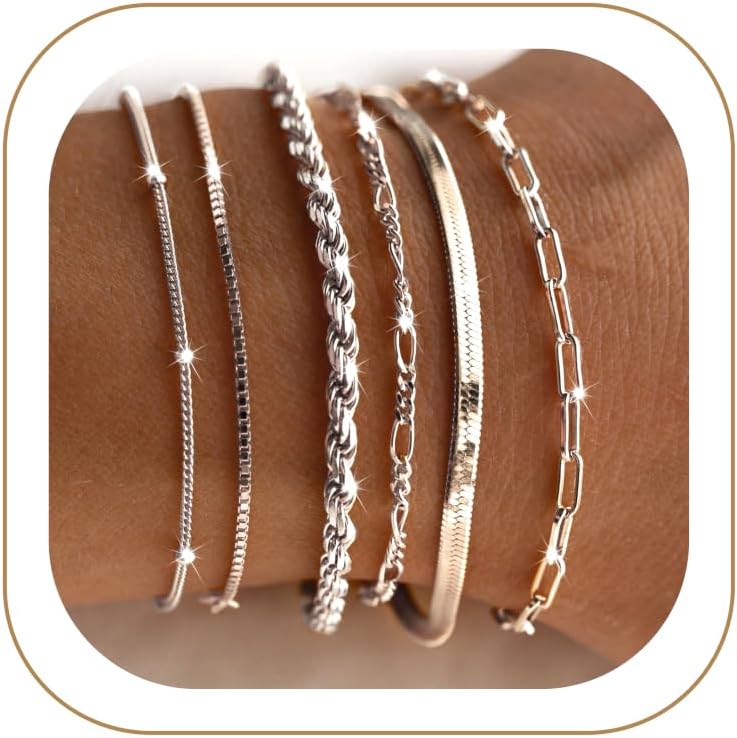 Sterling Silver Plated Bracelets Set for Women Waterproof