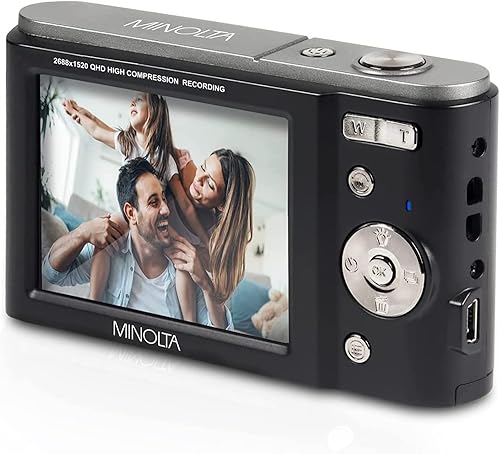 Miniatura 3 de Minolta MND20-BK - Cámara digital Ultra HD de 44 MP 2.7K, paquete negro con tarjeta de memoria Lexar UHS-I SDHC de 32 GB, funda para cámara Deco