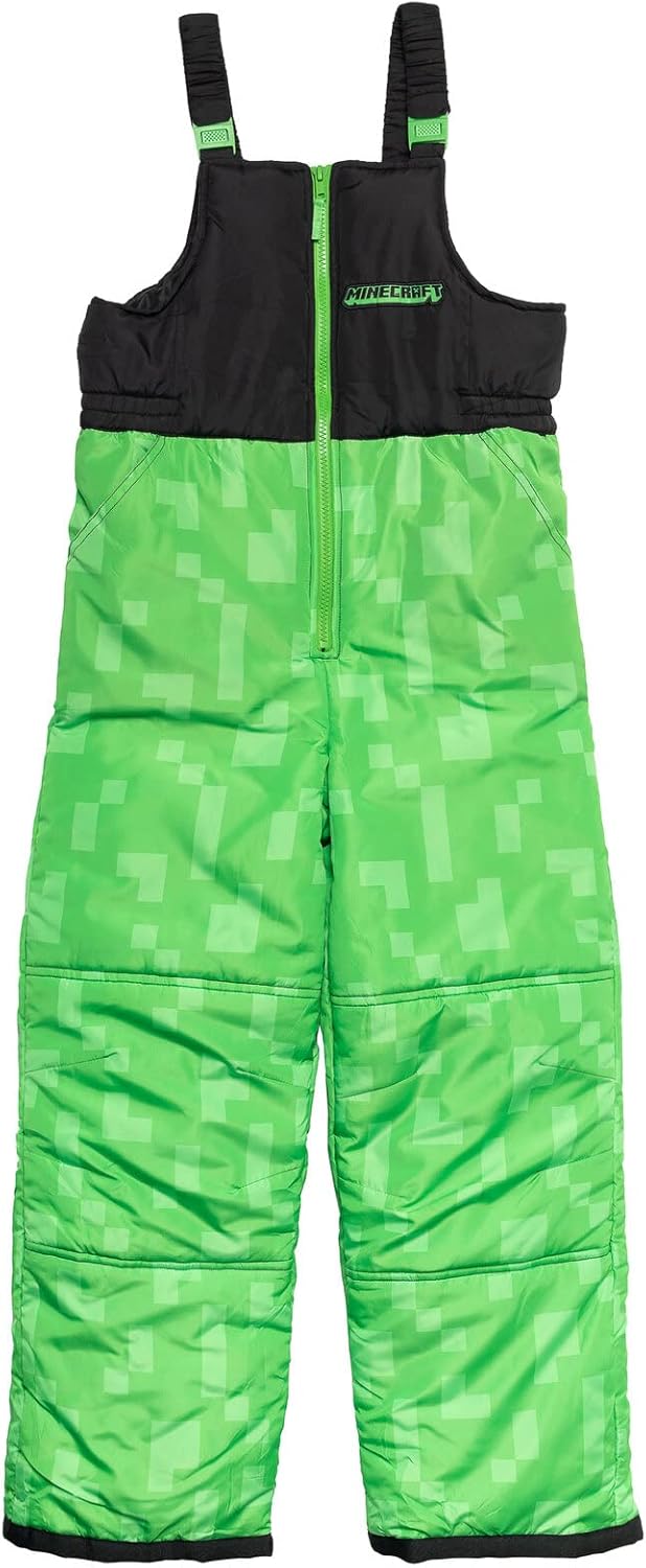 Minecraft Zombie Zip Up Puffer Jacket and Snow Bib Ski Pants Little Kid to Big Kid