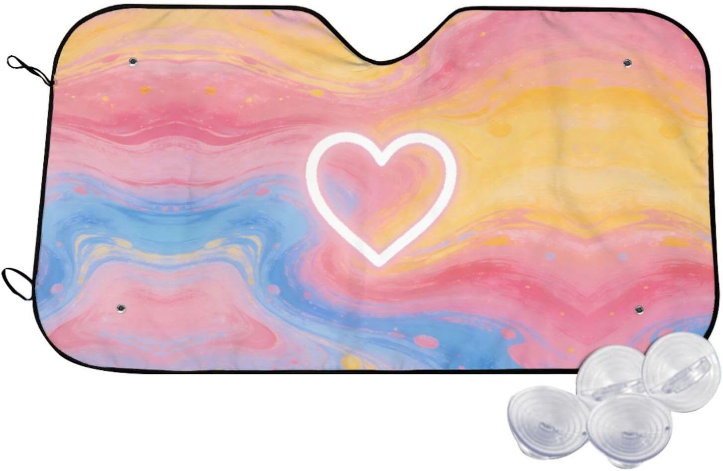 Flowing Heart Print Foldable Car Windshield Sun Shade 55x30in