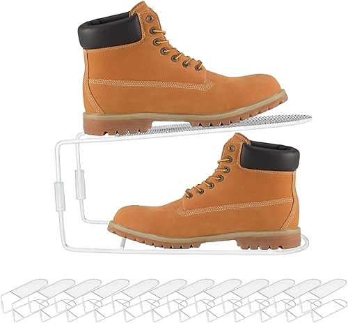 Miniatura 7 de Paquete de 12 ranuras para zapatos, apilador de zapatos de metal, organizadores de almacenamiento de zapatos para armario, ahorro de espacio,