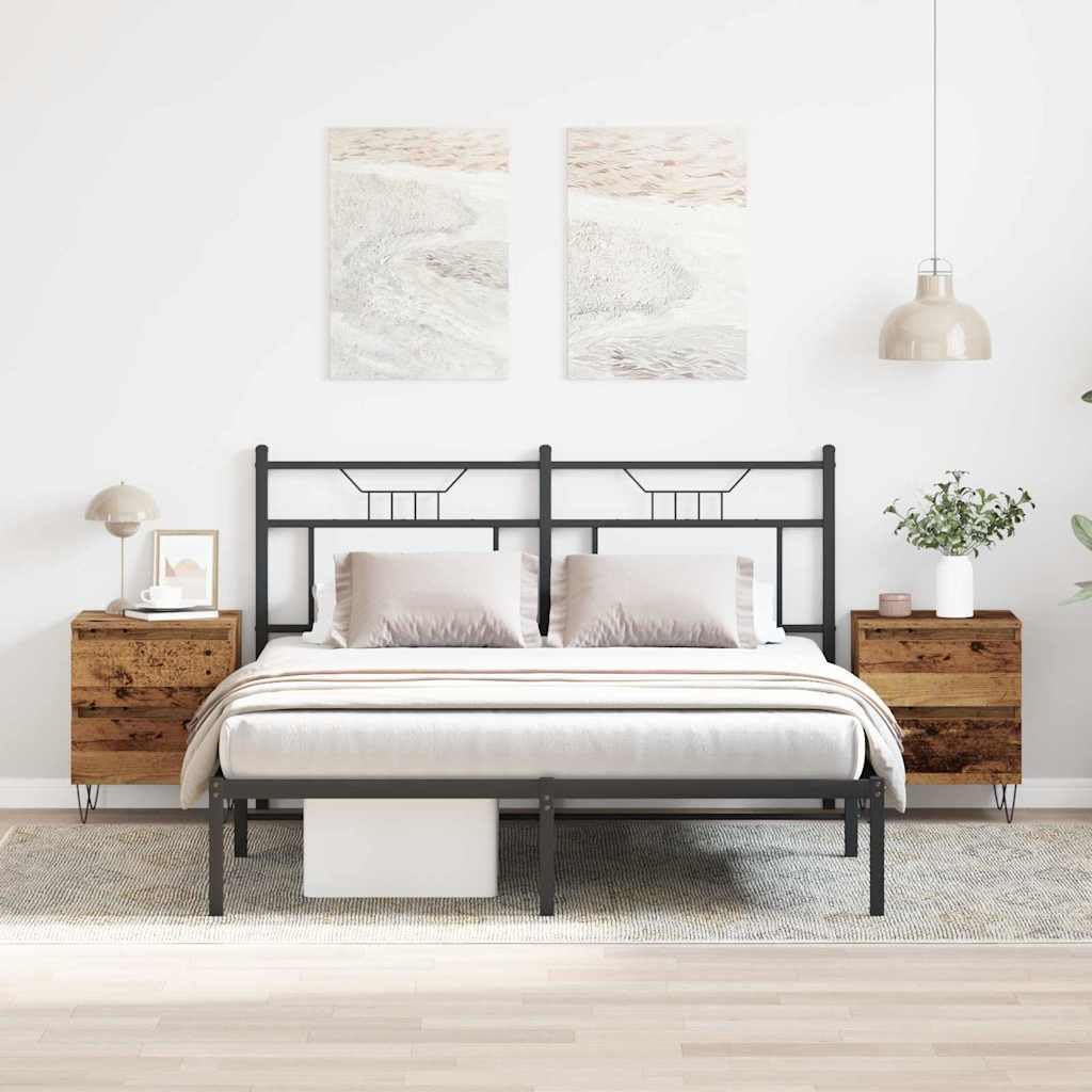 Table de chevet en bois vieilli lot de 2 avec tiroirs de rangement pour chambre 40x35x50 cm