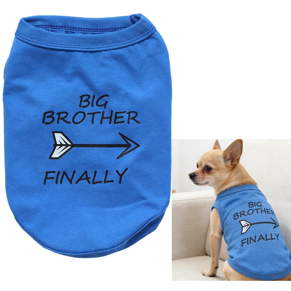 Elledia Big Brother Dog Shirts for Boy Dogs, Cotton Yorkie Cat Clothes for Cats, Breathable Pet Apparel Outfits for Chihuahua Teddy French Bulldog Yorkie Shih Tzu (Neck Girth 11.02'')