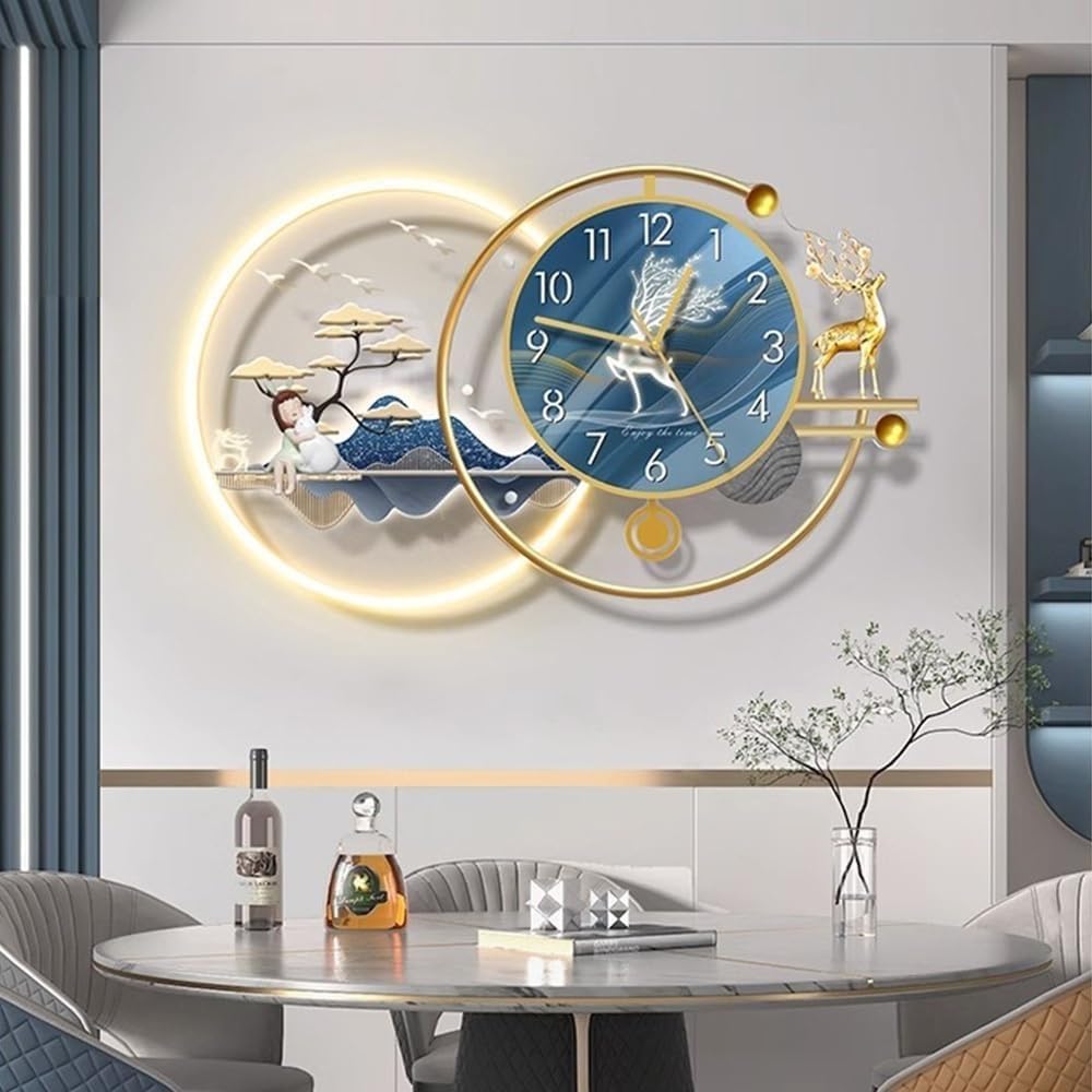 Horloge Murale 3D en métal illuminée par LED avec Design ajouré, décoration d'art Moderne pour Chambre et Salon, 105 cm (41,3 Pouces),41.3in