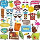 36 Pieces Luau Party Supplies Hawaiian Luau Photo Booth Props Aloha Tropical Tiki Party Photo Booth