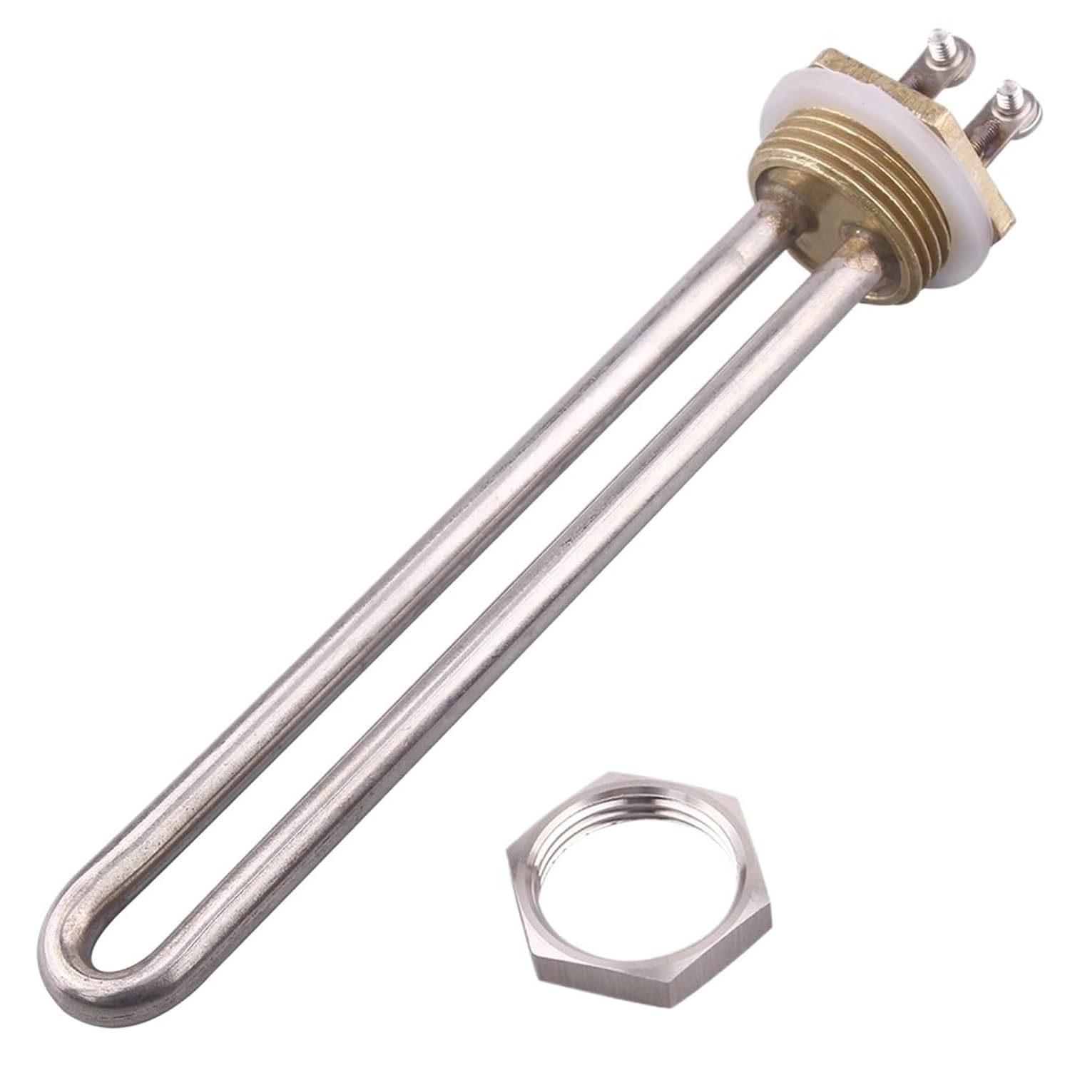 Water Heater 220v 750w 1000w 1500w DN25 SUS304 Electrical Heating Element Immersion Tube Water Heater Element(Heater with locknut,1KW)