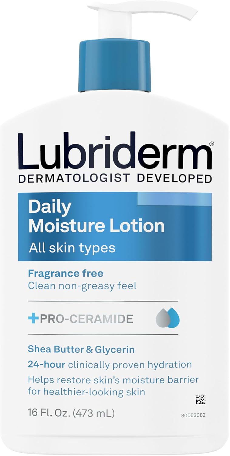 Lubriderm Günlük Nem Nemlendirici Kokusuz Vücut Losyonu Pro-Vitamin B5 ile Sağlıklı Görünümlü Ciltler için Normal-Kuru Ciltler için, Yağsız ve Kokusuz Losyon, 16 ml