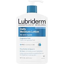 Lubriderm Fragrance Free Daily Moisture Lotion + Pro-Ceramide, Shea Butter & Glycerin, Face, Hand & Body Lotion for Sensitive Skin, Hydrating Lotion for Healthier-Looking Skin, 16 fl. oz