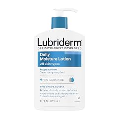 Lubriderm Fragrance Free Daily Moisture Lotion Pro-Ceramide Shea Butter Glycerin Face Hand Body Lotion for Sensitive Skin Hydrating