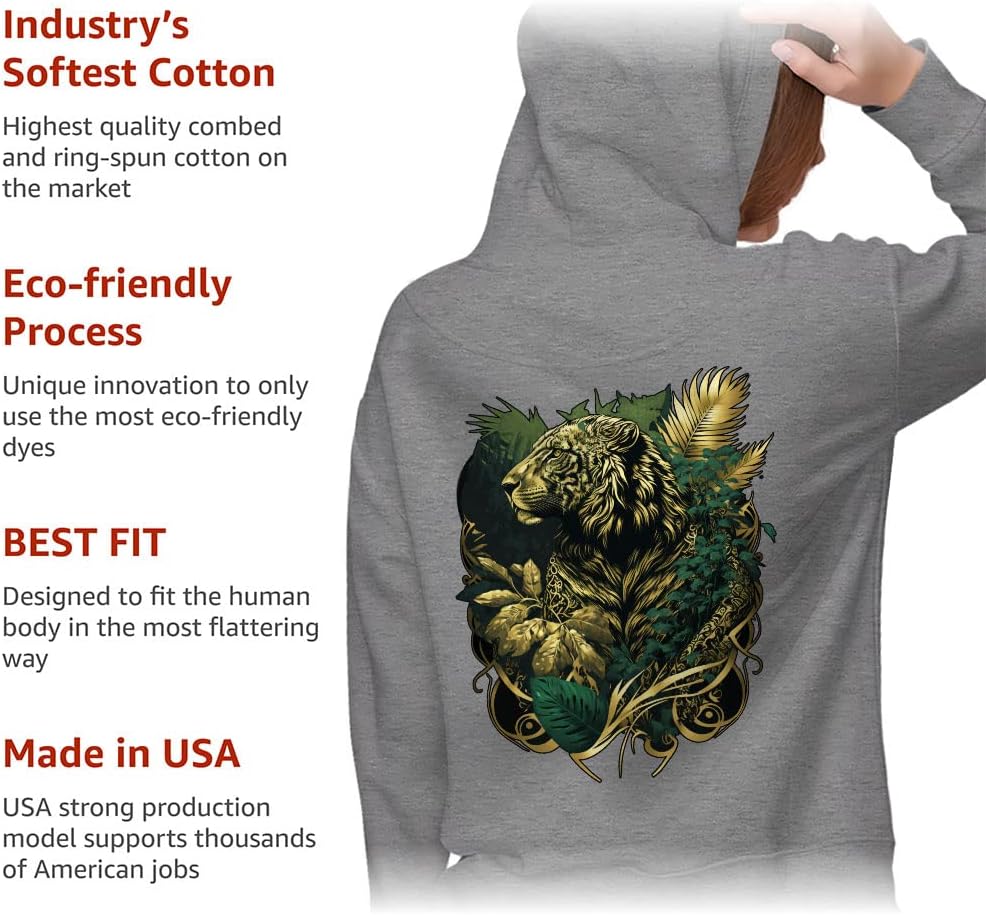Animal Graphic Women's Zip Hoodie - Best Design Hooded Sweatshirt - Cool Art Hoodie