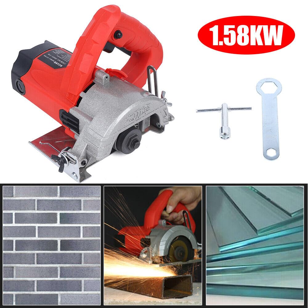 Sega da taglio per pietra, diametro lama elettrica adatta al taglio di pietra e legno, 0-45°, 1580 W, profondità massima 34 mm