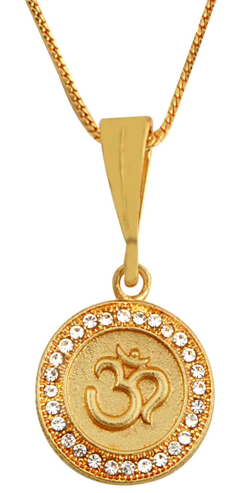 lva creations Gold plated chain with om pendant necklace jewelry set for men women unisex-picture-47