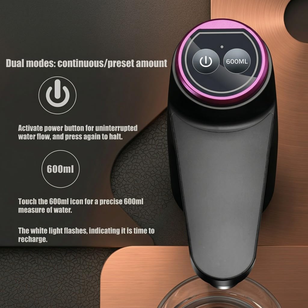 Distributeur d eau portable Pompe à rechargeable de qualité alimentaire sans BPA Silencieuse et étanche Compatible universelle avec les canettes en gallons Idéale pour la maison le camping-car camping