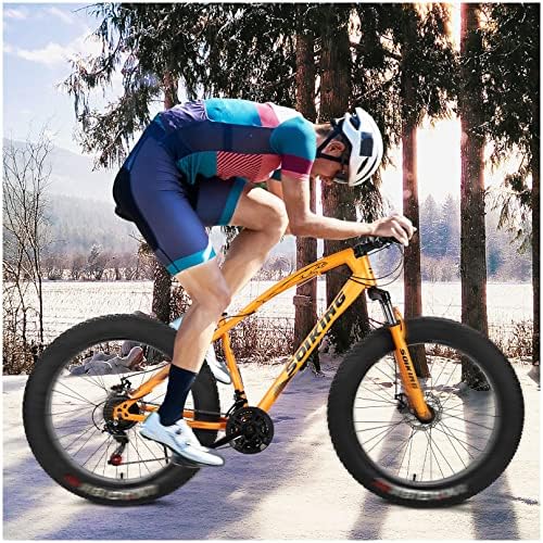 Multiple Fat Tire Mens Mountain Bikes, 21 Speed Off-Road Snow Bike 26 Inch 4.0 Fat Tire Bike with Medium High Tensile Frame Dual Disc Brake Anti-Slip Adult Bicycle MTB Bikes
