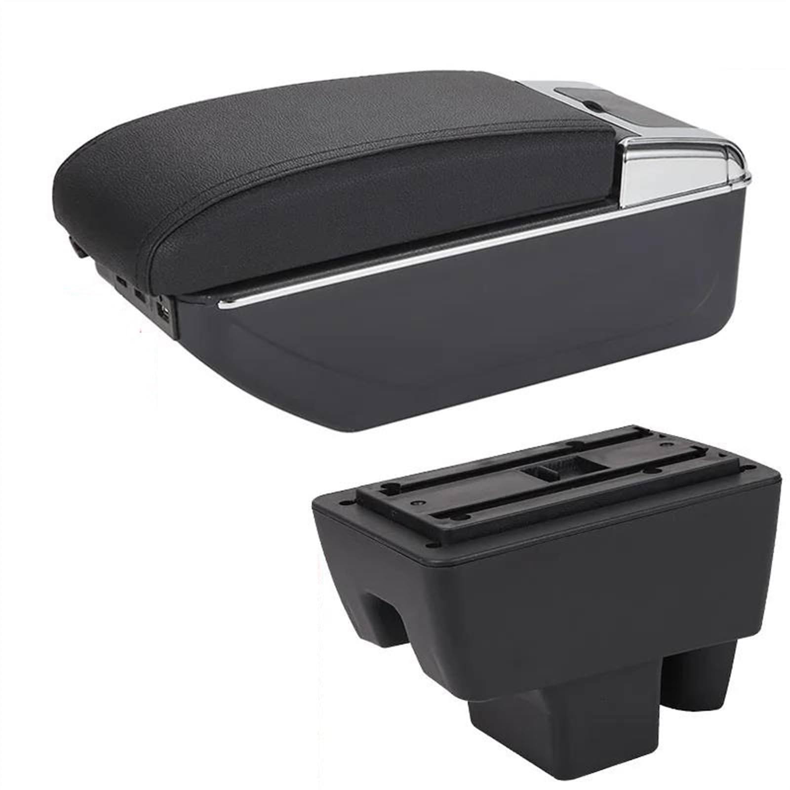 NOHEEU Car Armrest Box Retrofit Accessories Interior Details Storage For RAPID(A2 Black line 7USB)