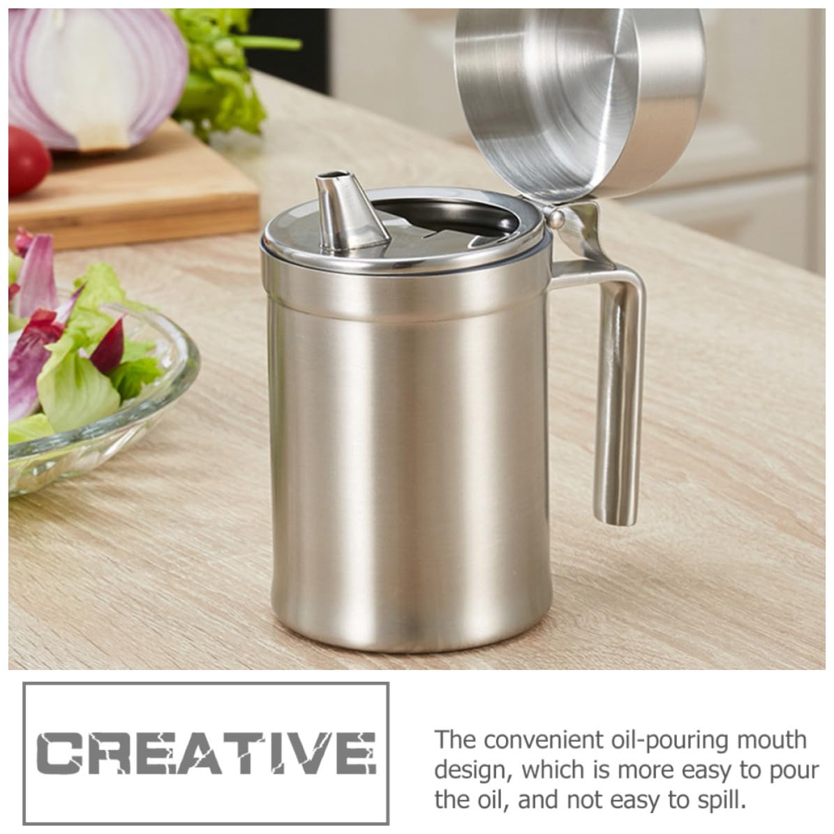 YARNOW Dispenser Olio in Acciaio Inox 304 da 550ml Design Antigoccia Pratico per Cucina, Contenitore per Olio e Aceto Resistente e Facile da Usare