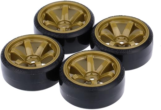 GoolRC 4PCS/Set 1/10 Drift Car Tires Hard Tyre Replacement for Traxxas HSP Tamiya HPI Kyosho On-Road Drifting Car Army Green