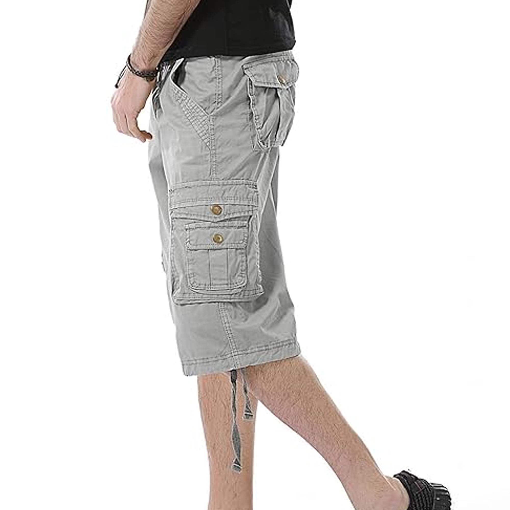 Short décontracté tendance pour homme - Short de randonnée ample pour homme - Plusieurs poches