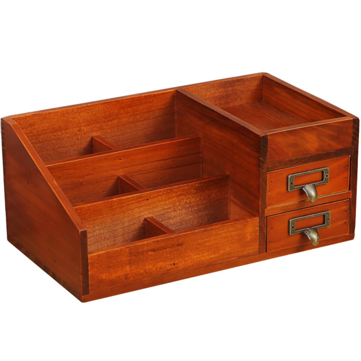 FRCOLOR Organizzatore da Scrivania a 6 Scomparti 2 Cassetti in Legno
