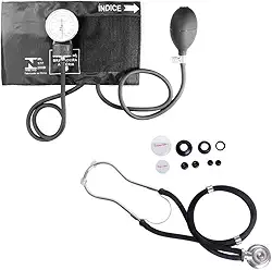 Aparelho Medidor de Pressão Esfigmomanômetro com Braçadeira + Estetoscópio Rappaport Premium - Preto