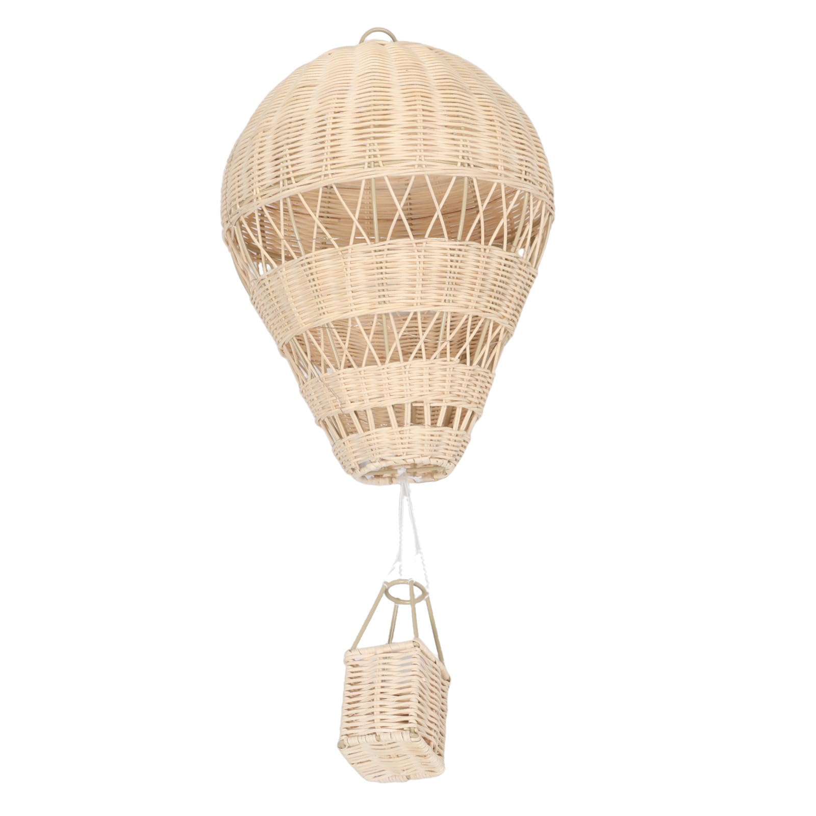 Rattan Heißluftballon Dekoration Hängend aus Handgewebtem Rattan mit Lichterkette für Kinderzimmer Fotorequisite und Partybeleuchtung