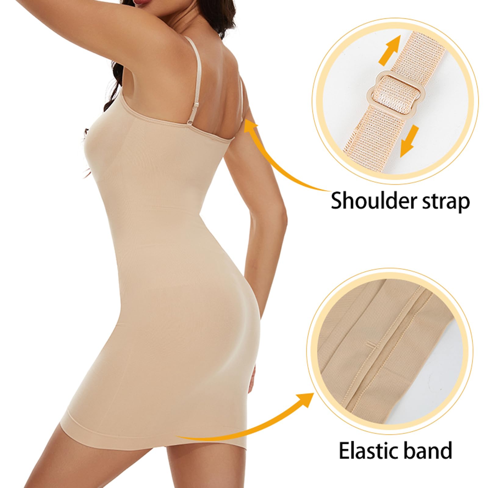 Ropa Moldeadora para Mujer, Ropa Interior Completa para Debajo de los Vestidos, Control de Barriga, sin Costuras, Invisible, contracción del Vientre, Vestido Moldeador de Cuerpo