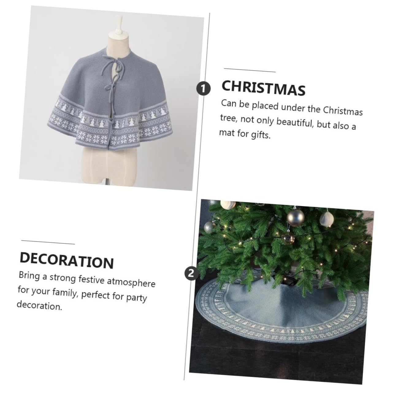 COLLBATH 1pezzi Grembiule Per Albero Di Natale in Maglia Fiori Elementi Natalizi Decorazione Versatile Per Casa e Evento