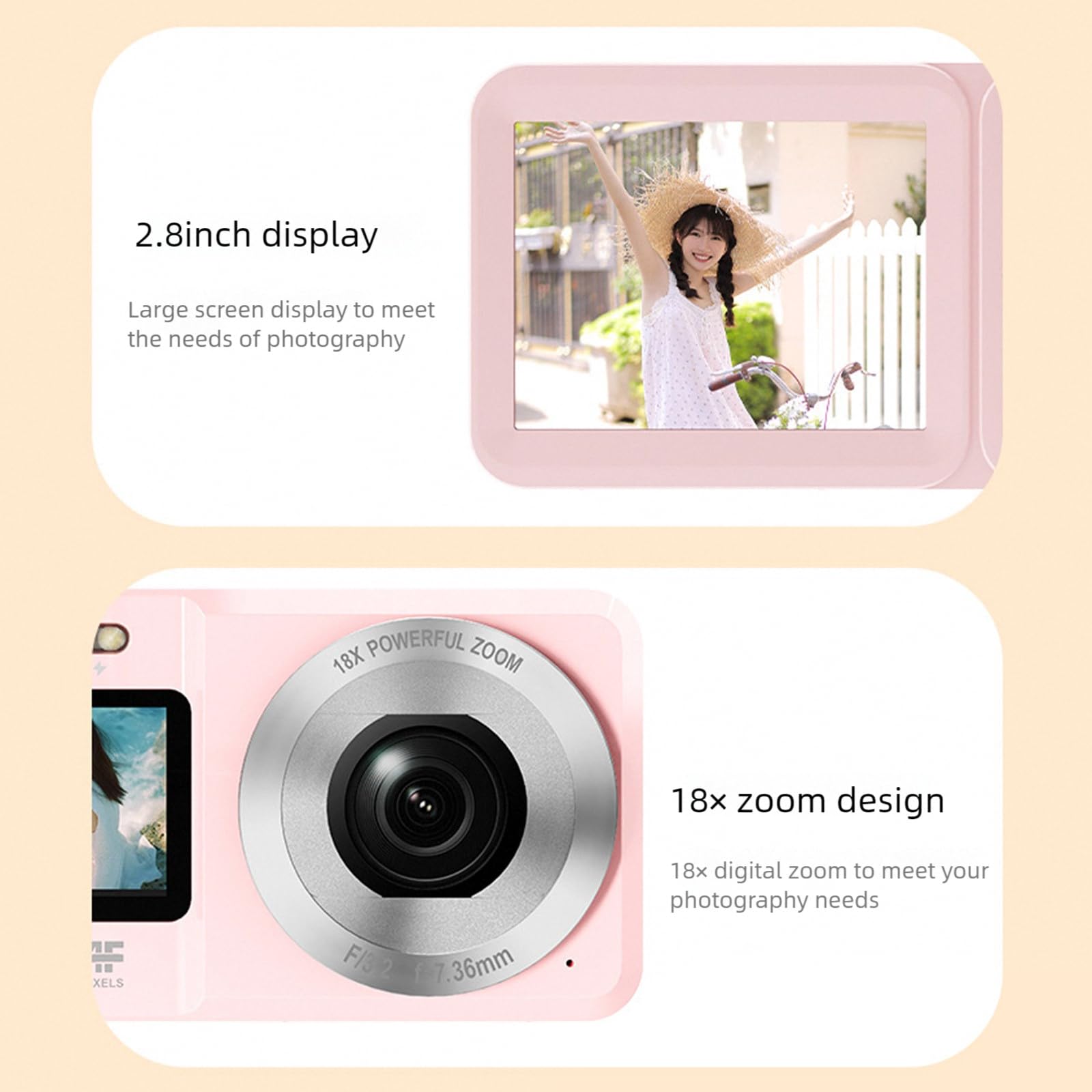 4Kデジタルカメラ コンパクト 64MP 18倍ズーム Amazon | 18X ズーム 4K 64MP デジタルカメラダブルスクリーン Selfie