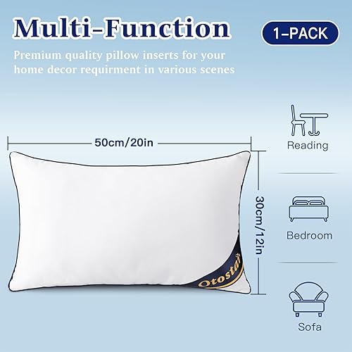 Miniatura 9 de OTOSTAR Almohadas decorativas de 12 x 20 pulgadas con funda de algodón 100 % algodón, almohadas rectangulares para sofá, silla, almohadas