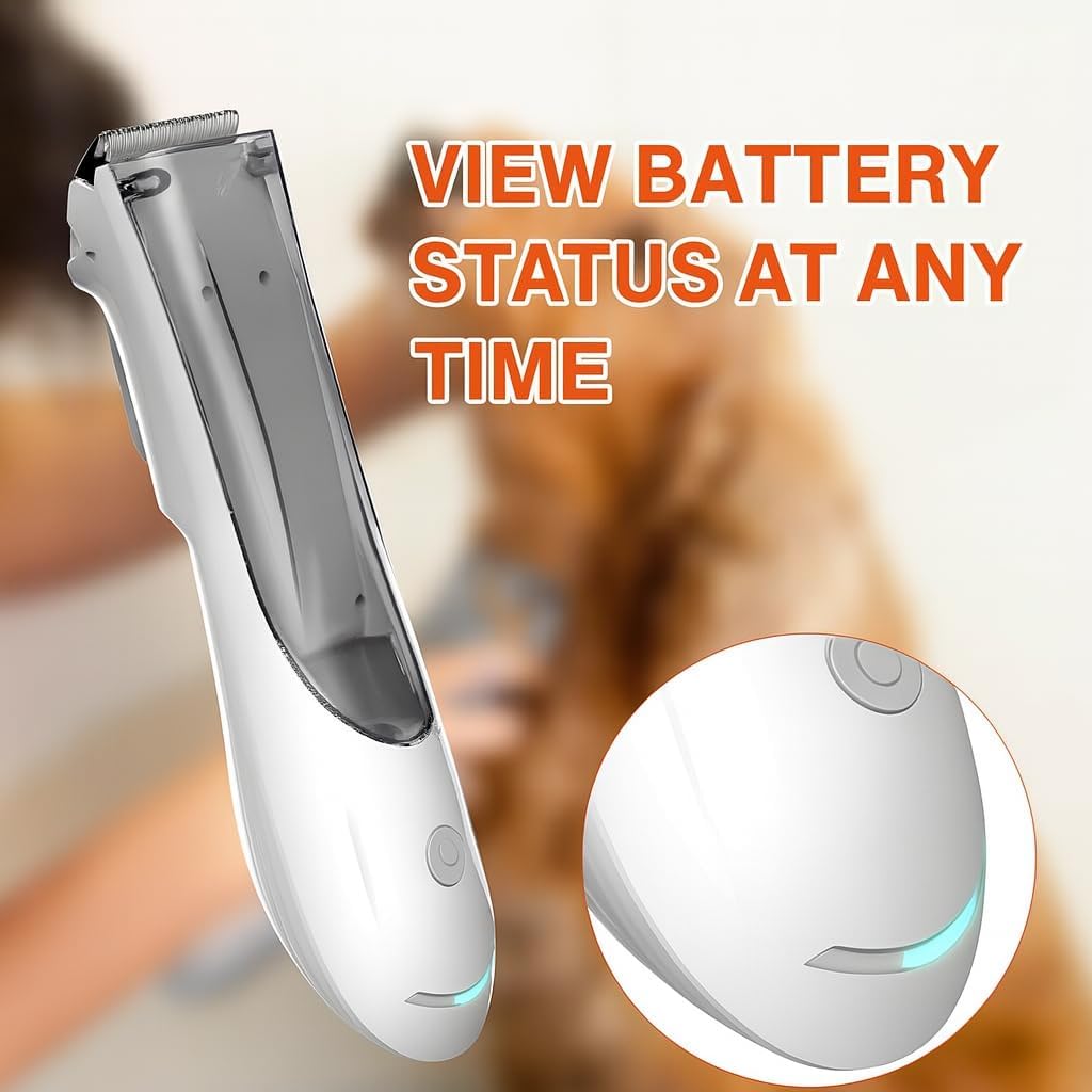 2-in-1 Grooming Clipper with Vacuum | 60-Min Battery & LED Indicator, USB Rechargeable, Low-Noise Motor, Safe Ceramic Blade for Dogs & Cats Hair Trimmer Shaver with Comb Shedding (Hair Trim)