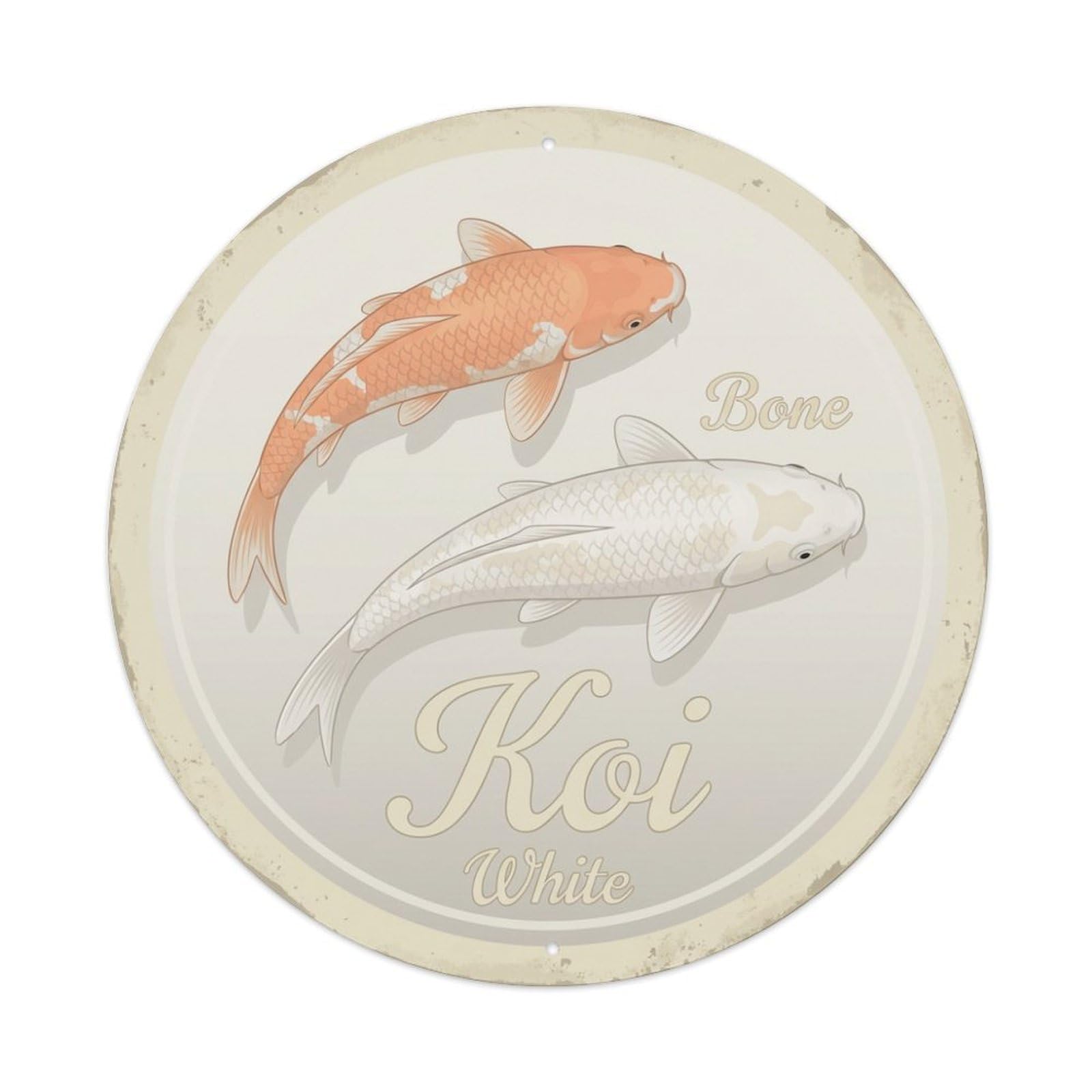 Koi Fish Bone White Waters Soft Pure Clean Elegant Metal Tin Sign