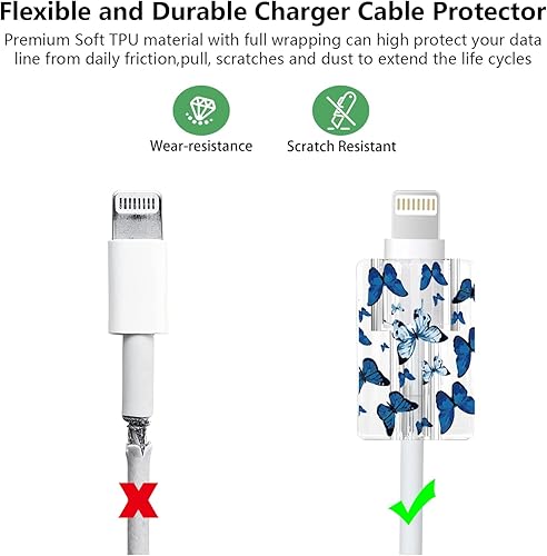 Miniatura 3 de Fryla - Protector de cable de carga para iPhone con bonito patrón floral duradero, protector de cable de carga para iPhone, protector universal de