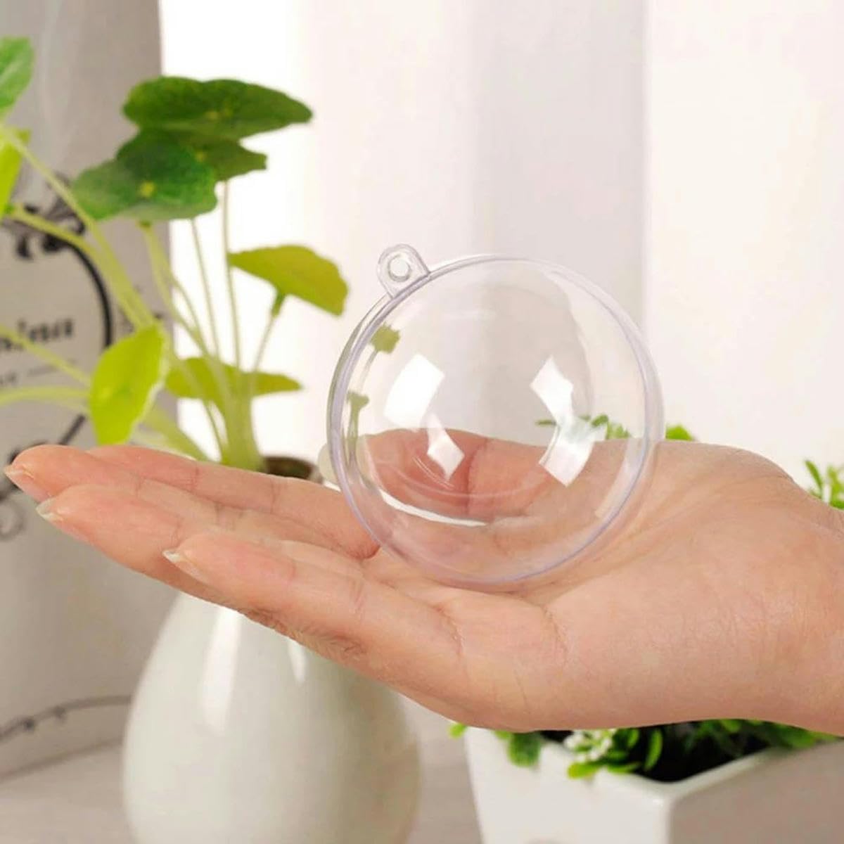Adornos de Bolas de Navidad DIY Bola Colgante Transparente Abierta Bola de Adorno Transparente Caja de Regalo - 5 Piezas 14 cm