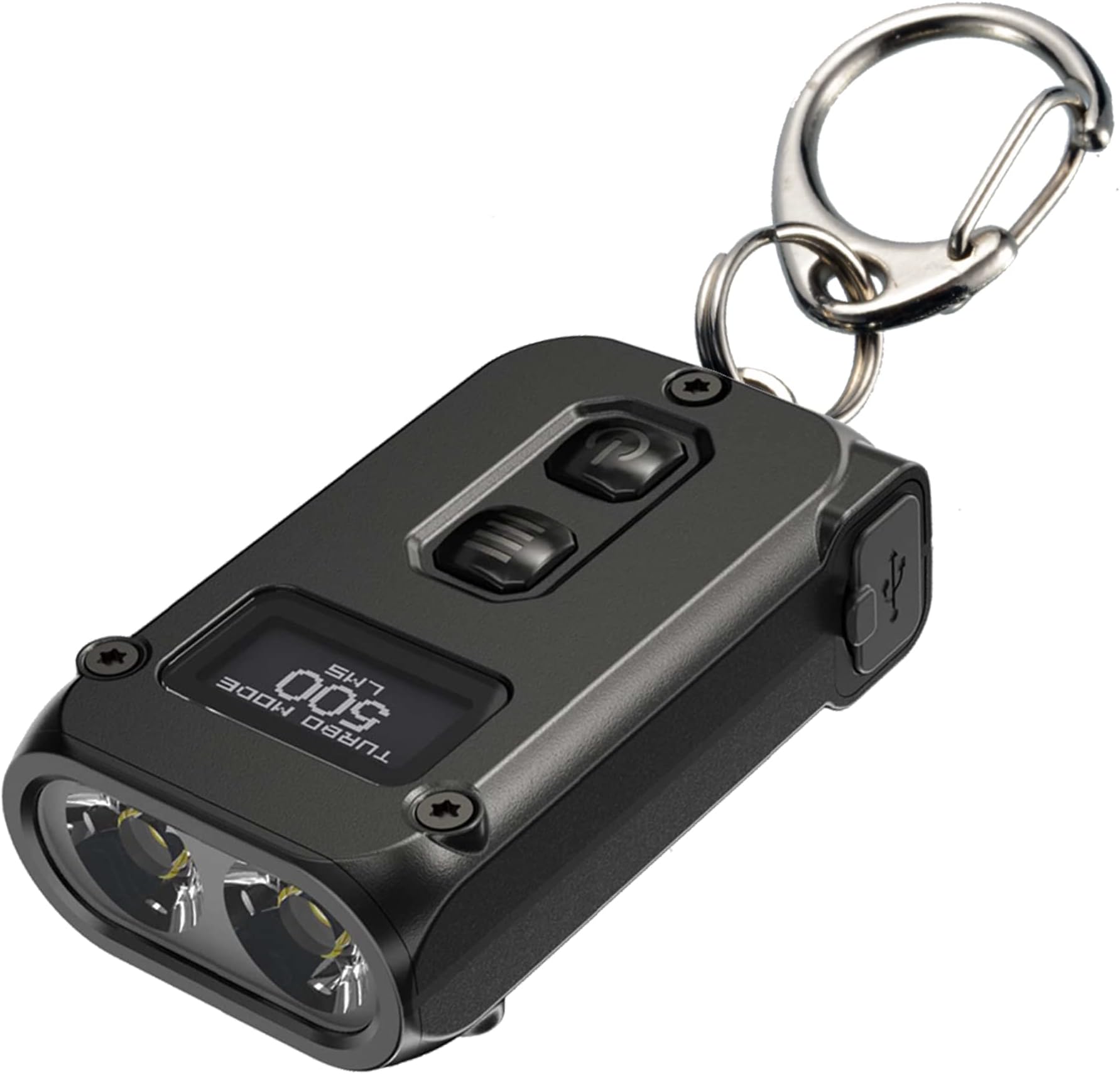 TINI 2 Dual LED Rechargeable Keychain Light - 500 Lumen (Black)