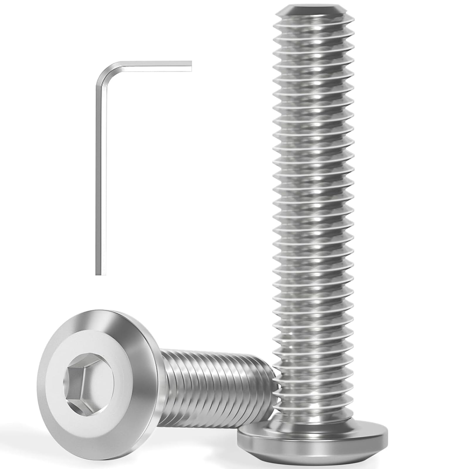 Wavanta M8 Bolts, M8 x 40mm Flat Head Hex Socket Cap Screws Bolts, Full Thread A2 304 Stainless Steel Screws with Hex Key