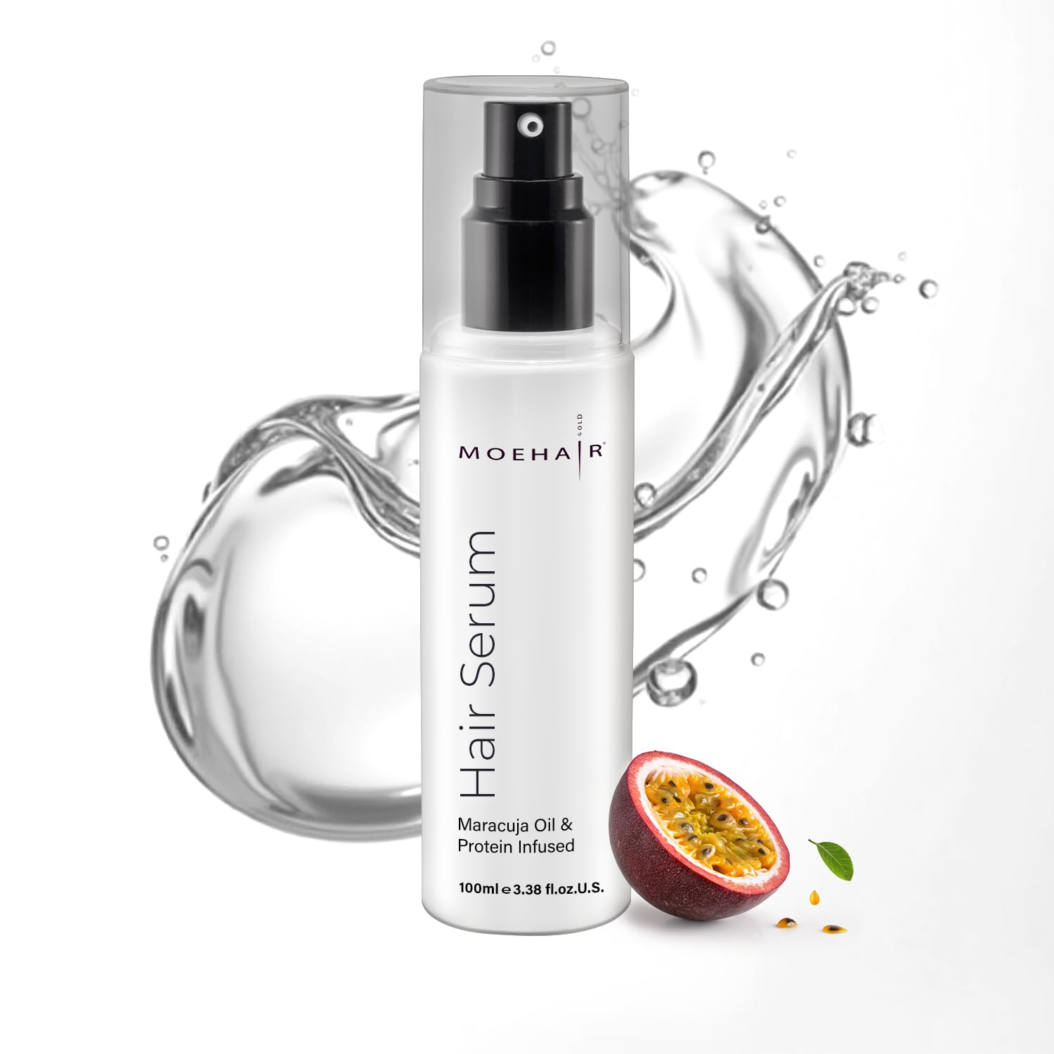 MoeHairAnti Frizz Hair Serum | Infused with Maracuja Oil and Protein | Hair Serum for Frizzy Hair | Paraben and Sulfate-Free Hair Smoothing Serum | For Strong and Silky Hair (3.38 Fl. Oz)