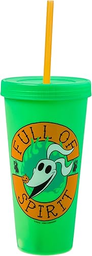 Miniatura 10 de Disney The Nightmare Before Christmas Townsfolk - Juego de 4 vasos de plástico que cambian de color, incluye popote reutilizable y tapa resistente a