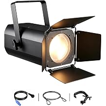 Leko Profile Spotlight COB Led with Automatic Zoom 1530 100w DMX512 Ellipsoidal Floodlight, RGBW 4in1 Led Wash Light with Barn Doors Fresnel Par Lights for Churches Galleries Theater Wedding Party