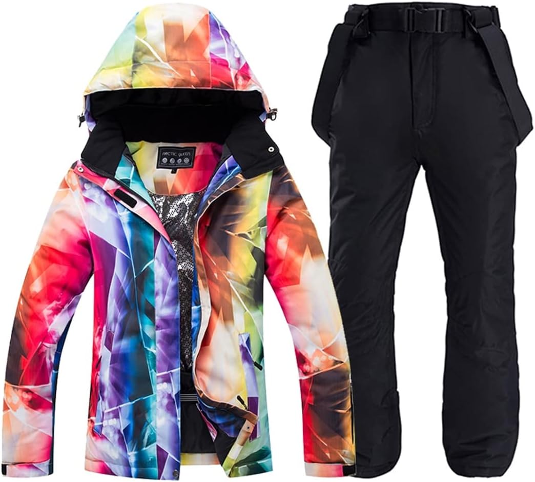 Women Snow Wear Suit Sets Snowboard Clothing Waterproof Winter Costume Ski Jackets And Strap Pants