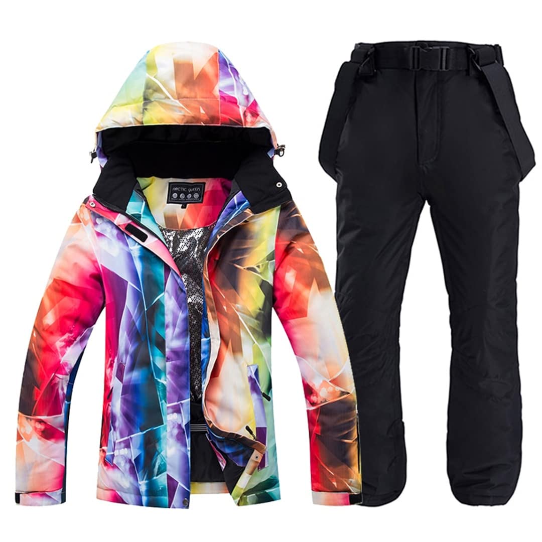 Alloaone Conjuntos Ropa Nieve Para Mujer Ropa Snowboard Traje Invierno Impermeable Chaquetas Esquí Y Pantalones Con Correa