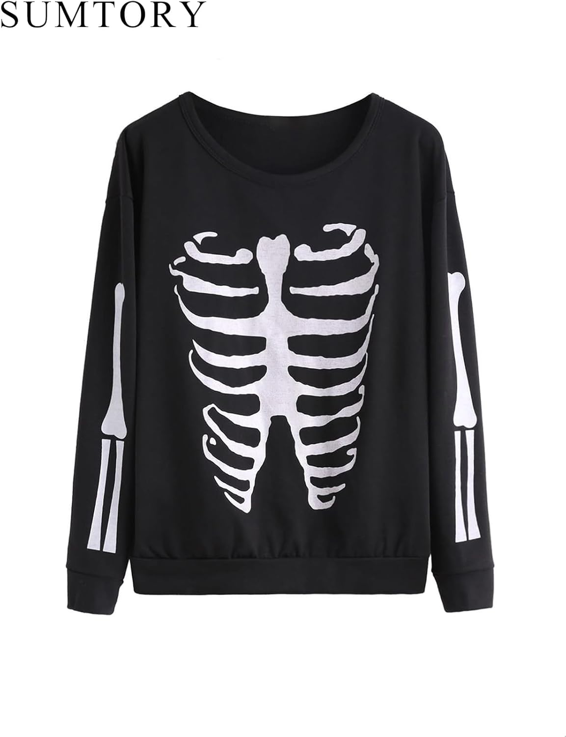 Sumtory Women Halloween Theme Skeleton Print Long Sleeve Sweatshirt Tops - Image 6