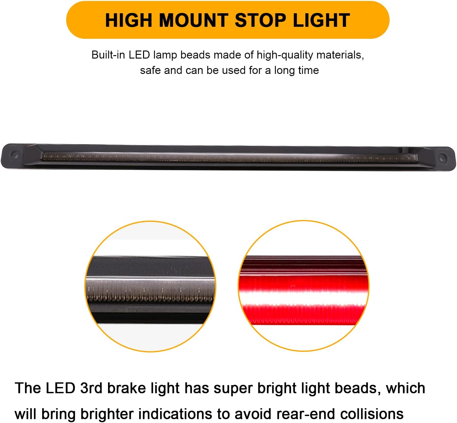 LED Tailgate Stop Lamp Replacement for Silverado Sierra 2500HD 2001-2014, Silverado Sierra 3500HD 2007-2014, Rear Red Brake Light Bar with Ventilation Holes, Replace OE 15248604