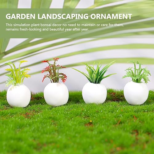 Miniatura 2 de NOLITOY 12 mini plantas artificiales en maceta, maceta falsa en miniatura, simulación, bonsái, césped decorativo, vegetación en macetas para