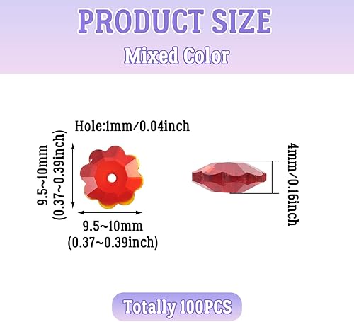 Miniatura 3 de Craftdady 100 cuentas de flores de vidrio facetadas transparentes Margarita abalorios de flores de cristal Briolette, cuentas espaciadoras florales