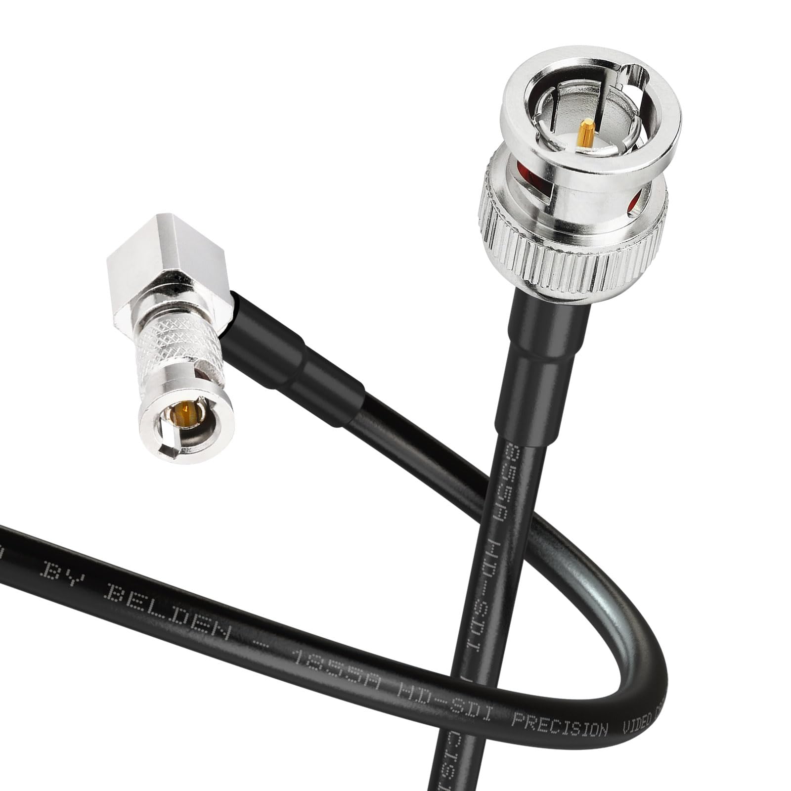 Superbat Câble SDI Coudé 60cm BNC Mâle to HD BNC Micro Mâle Angle Droit 3G/6G/HD 75Ohm Belden 1855A pour Coaxpress CXP12, Caméra, Transmission Vidéo Numérique HD, Blackmagic, etc.