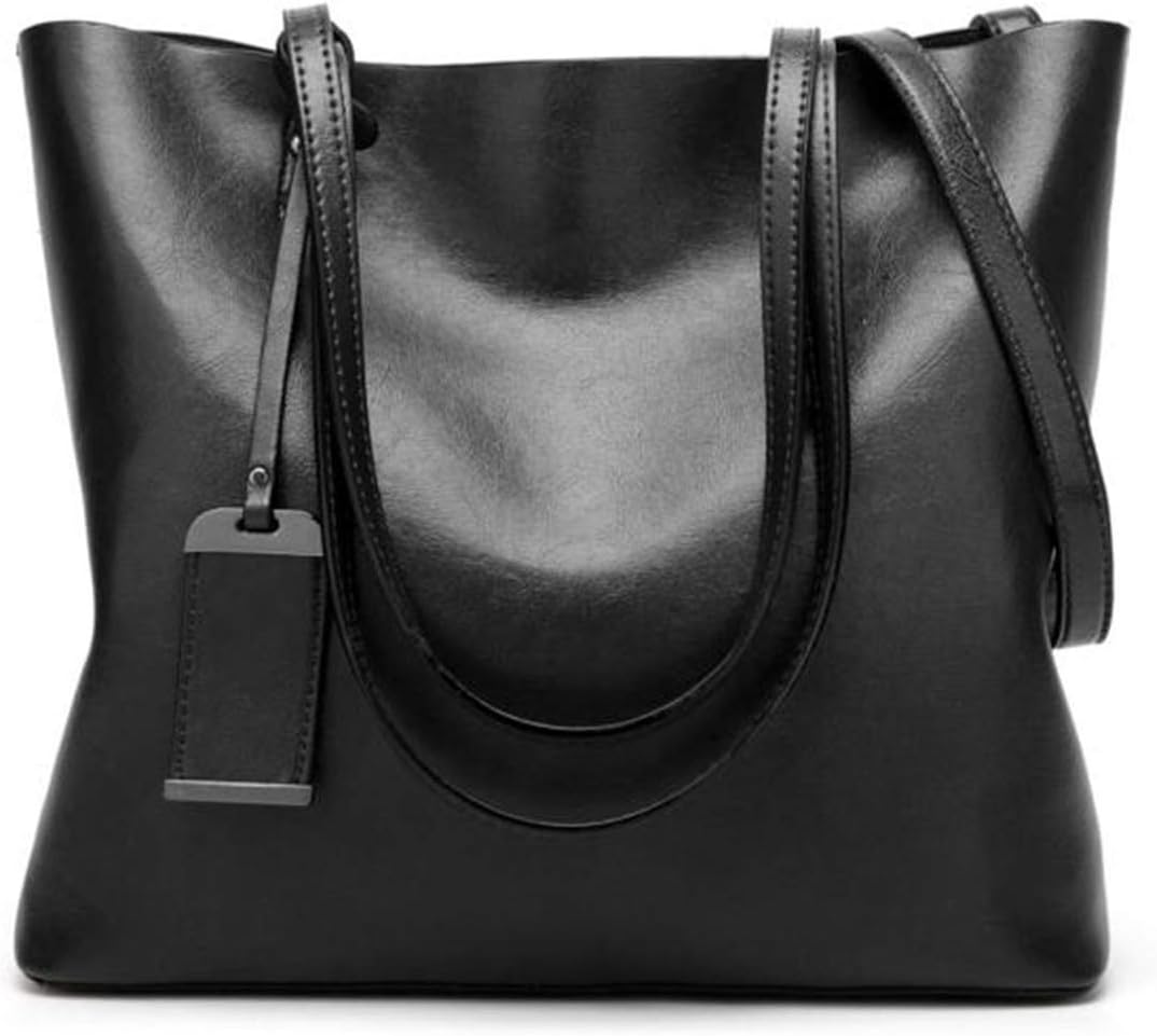 YUNS Women Genuine leather Shoulder Bags Zipper Handbags for Women Top Handle Bag Tote Bags by (black)