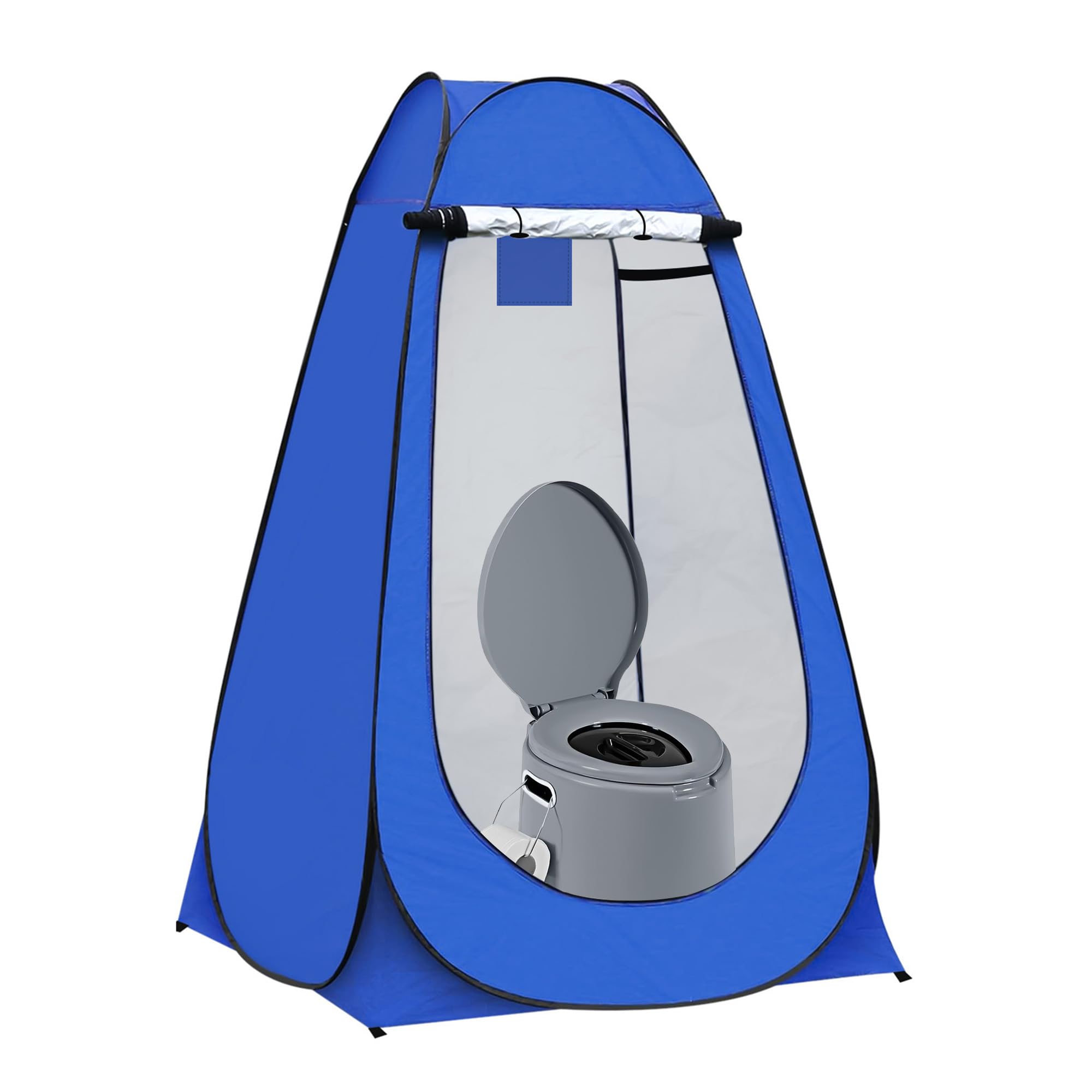 Portable Outdoor Instant Pop Up Tent For Privacy Camping Shower, Toilet & Changing Room by Denny International® (Blue (with Camping Toilet))